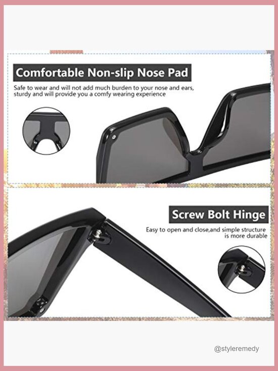 Oversized Flat Top Square Sunglasses Vintage Retro Unisex main image 5